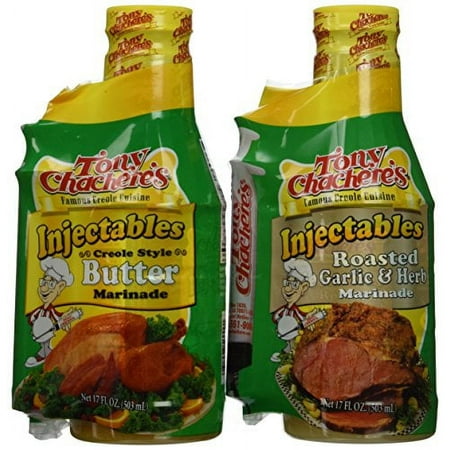 Tony Chachere Injectable Marinade Variety Pack, Butter and Roasted Garlic, 3 Count