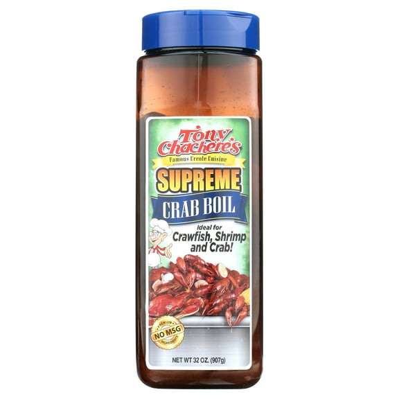 Tony Chachere’s, Crab Boil, Supreme, Cajun, 32 oz, Mixed Spices & Seasonings, Nut Free, No MSG