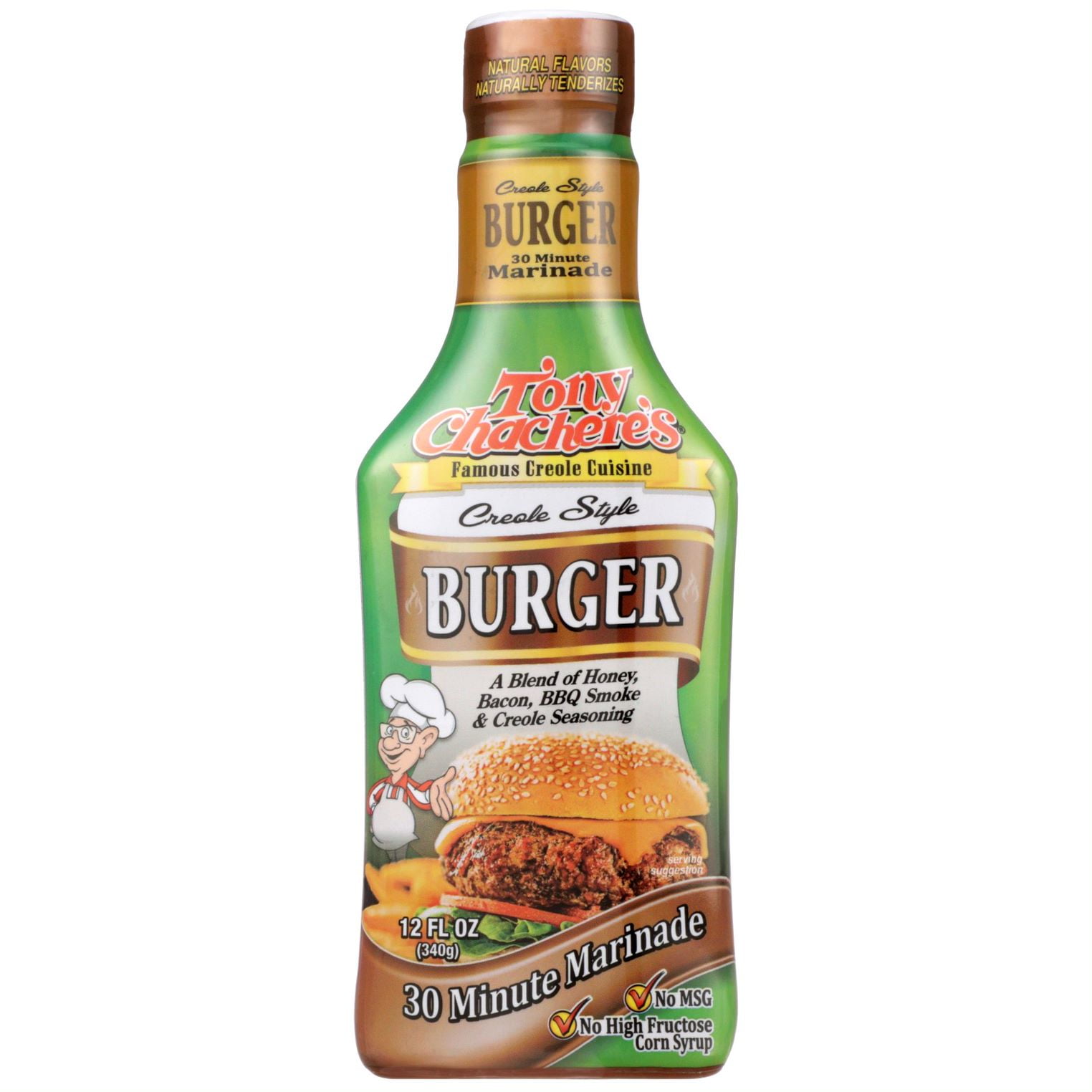 Tony Chacheres, Marinade, Burger, Cajun, Pourable, 12 fl oz