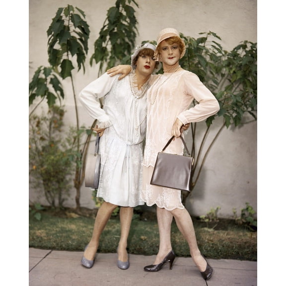 Tony Curtis And Jack Lemmon In Some Like It Hot Full Length Pose In Drag As Josephine And Daphne 24X36 Classic Hollywood Poster