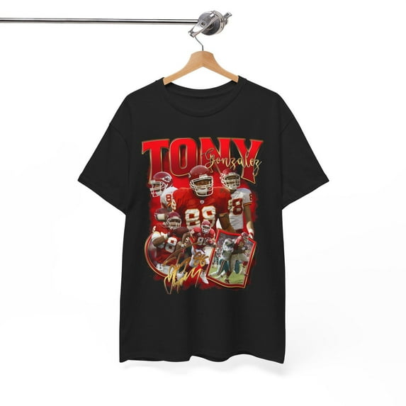 Tony Gonzalez v1 Kansas City T-shirt, Vintage Football Shirt, Unisex,Black color,size 2XL