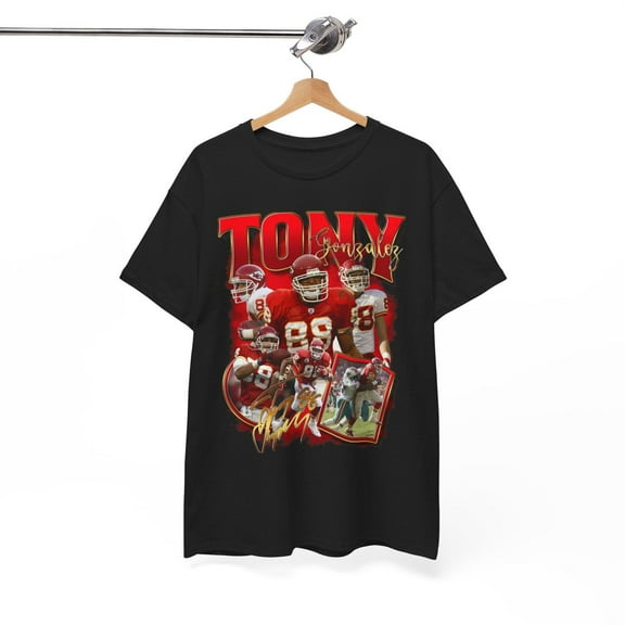 Tony Gonzalez v1 Kansas City T-shirt, Vintage Football Shirt, Unisex,Black color,size M