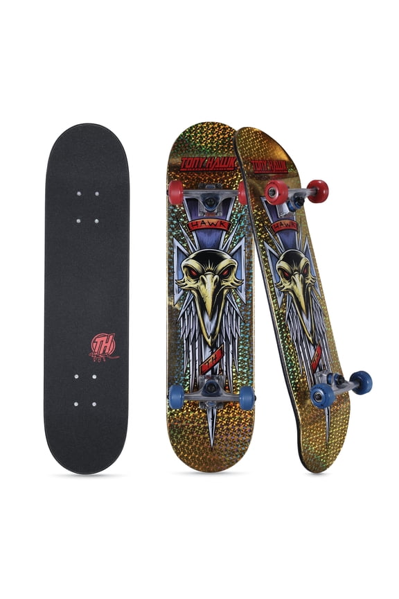31 Metallic Gold Hawk Dagger Popsicle Skateboard, 50mm x 30mm Wheels, Kids Ages 5+