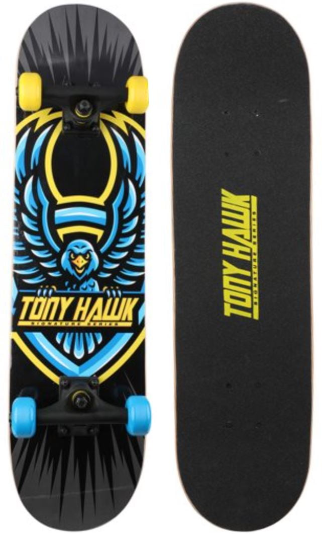 Tony Hawk 31" Popsicle Badge Hawk Complete Skateboard with Pro Trucks- Ages 5+, Full Black Grip Tape, Wheel Diameter 50mm x 30mm Colored Wheels, ABEC 3 Bearings