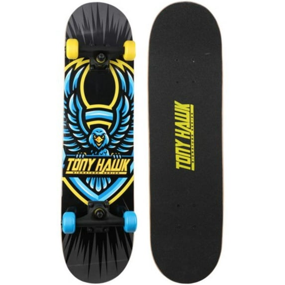 Tony Hawk 31" Popsicle Badge Hawk Complete Skateboard with Pro Trucks- Ages 5+, Full Black Grip Tape, Wheel Diameter 50mm x 30mm Colored Wheels, ABEC 3 Bearings
