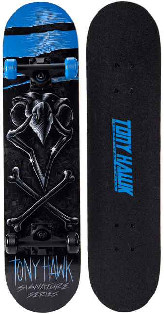 Tony Hawk 31" Popsicle Crossbone Complete Skateboard with Pro Trucks- Ages 5+, Full Black Grip Tape, Wheel Diameter 50mm x 30mm Colored Wheels, ABEC 3 Bearings