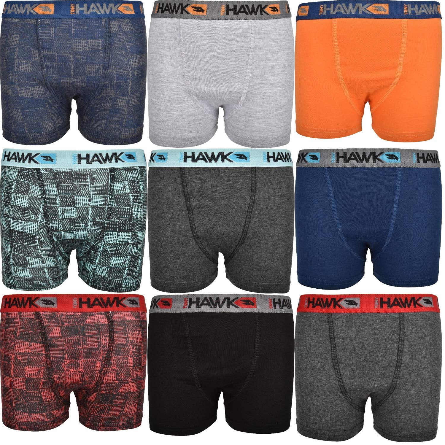 Tony Hawk Boys' Boxer Briefs 9-Pack Value Cotton Blend Toddler-Big Kid ...