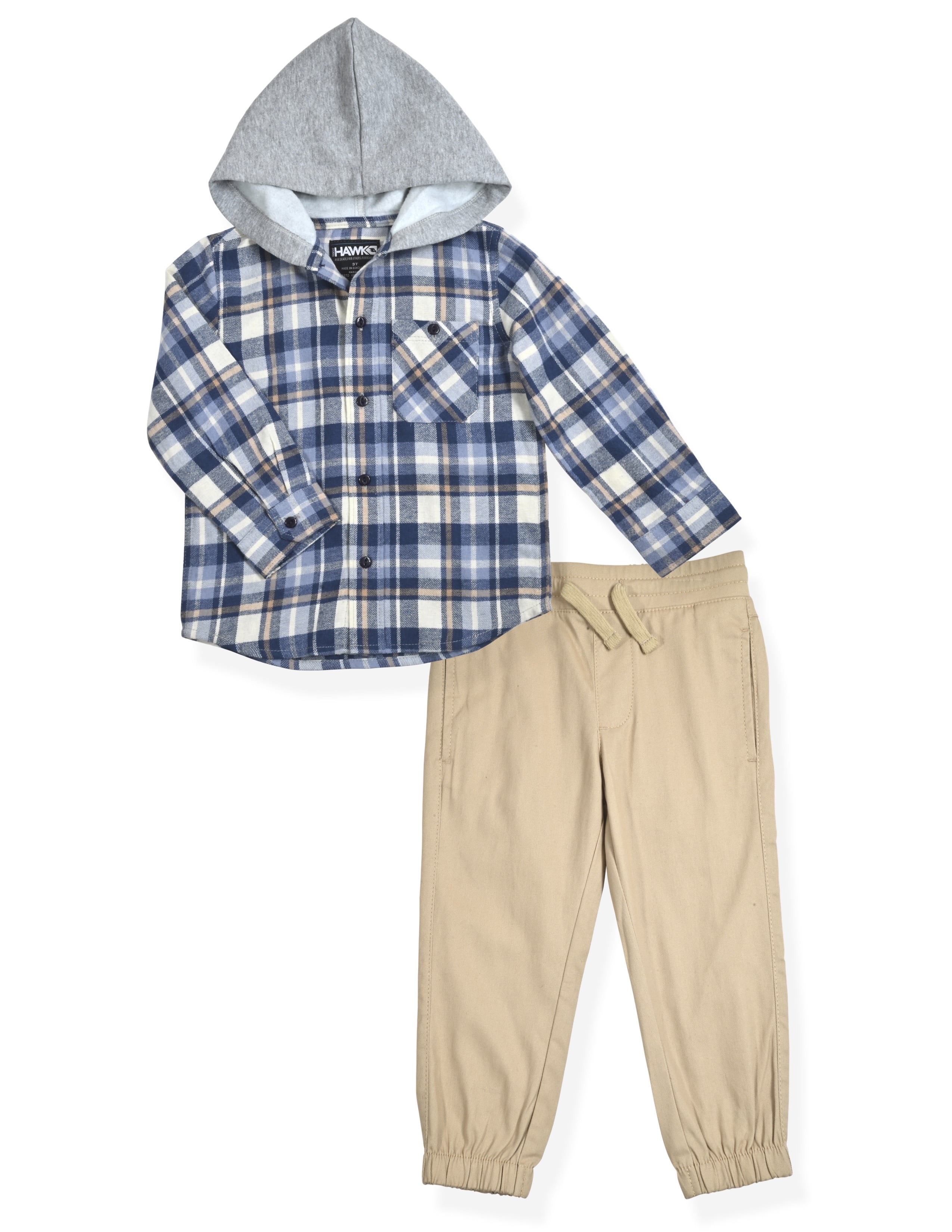 Tony Hawk Boys Hooded Flannel Shirt and Jogger Pant 2-Piece Outfit Set, Sizes 4-12