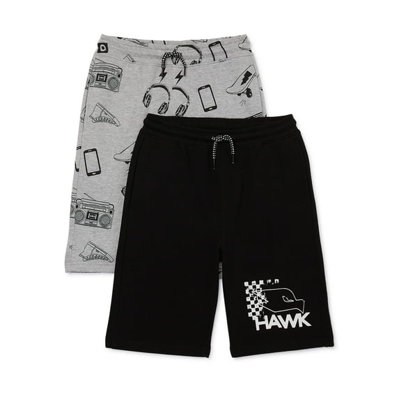 Tony Hawk Boys Print and Solid Knit Shorts, 2-Pack, Sizes 4-16