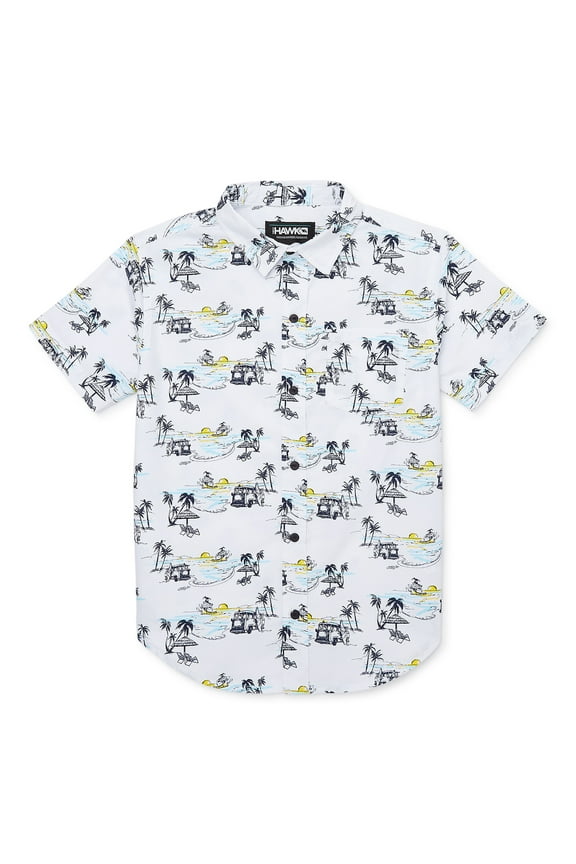 Boys Short Sleeve Printed Button-Up Shirt, Sizes 8-16