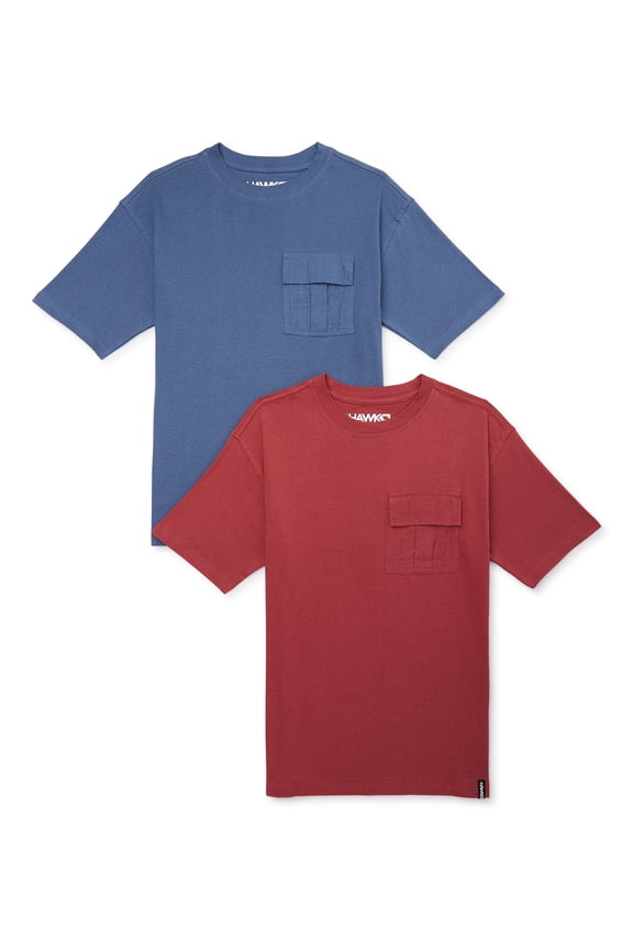 Boys Short Sleeve Utility Pocket Tee, 2-Pack, Sizes 4-16
