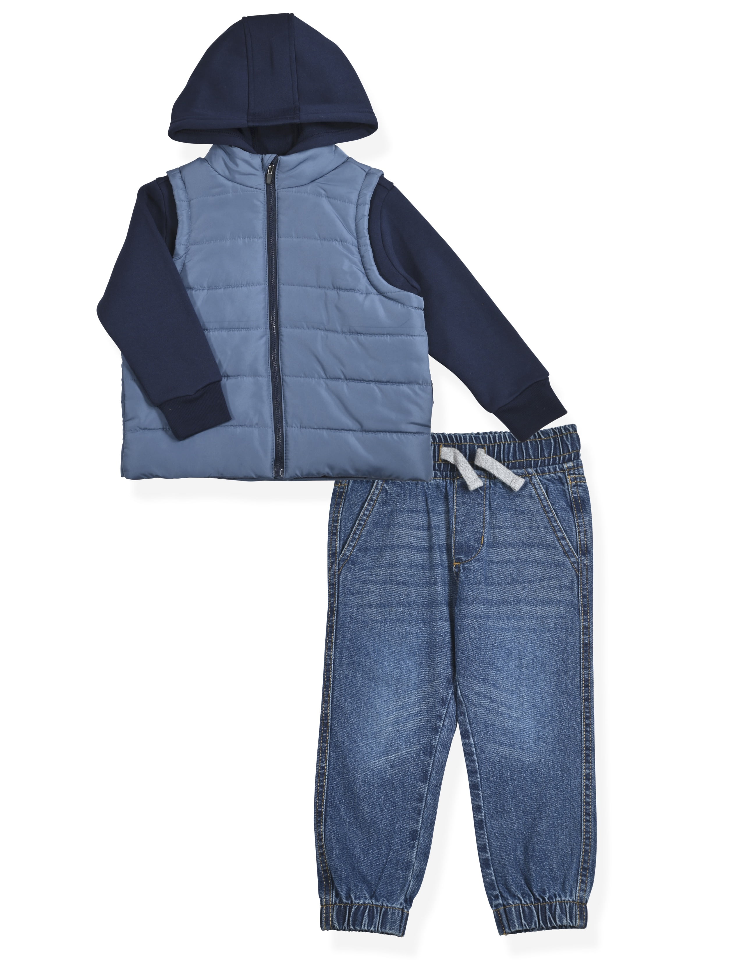 Tony Hawk Boys Twofer Puffer Vest Hoodie and Jogger, 2 Piece Outfit Set, Sizes 4-12