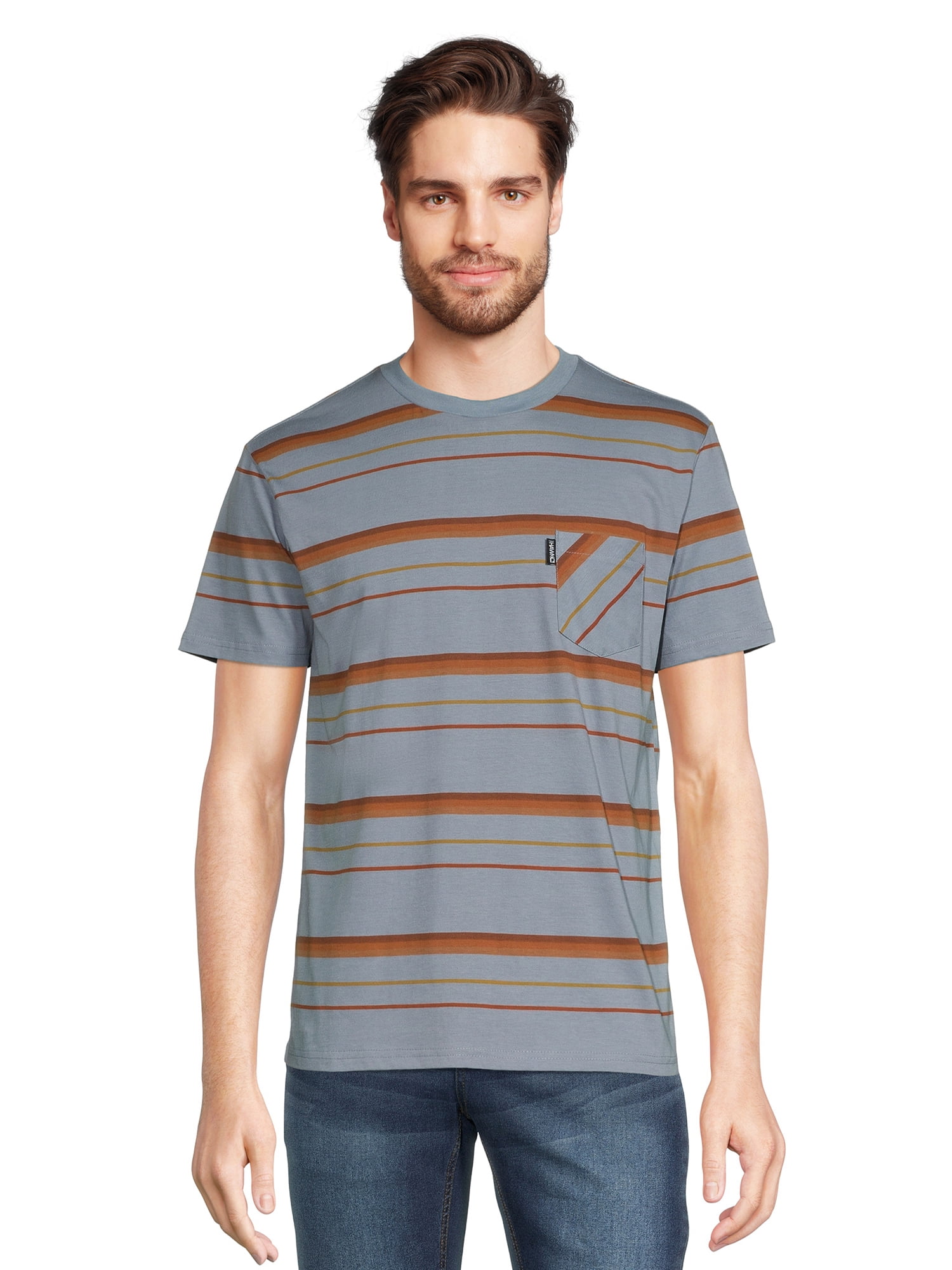 men's striped pocket tee shirts