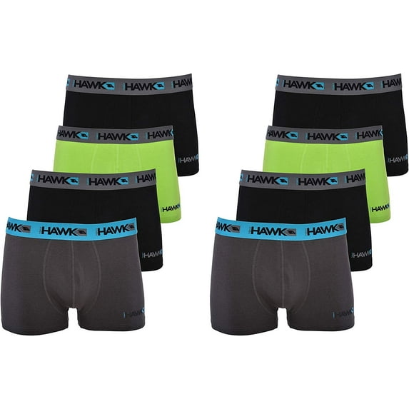 Tony Hawk Men's Boxer Briefs 8-PK Short Leg Trunk Athletic Cotton Stretch No Fly
