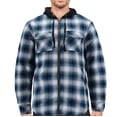 thumbnail image 1 of Tony Hawk Men's Casual Flannel Zip Up Plaid Sherpa Hoodie Lightweight Jacket (Blue, S), 1 of 3