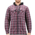 thumbnail image 1 of Tony Hawk Men's Casual Flannel Zip Up Plaid Sherpa Hoodie Lightweight Jacket (Burgundy, L), 1 of 3