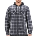 thumbnail image 1 of Tony Hawk Men's Casual Flannel Zip Up Plaid Sherpa Hoodie Lightweight Jacket (Gray, 2XL), 1 of 3