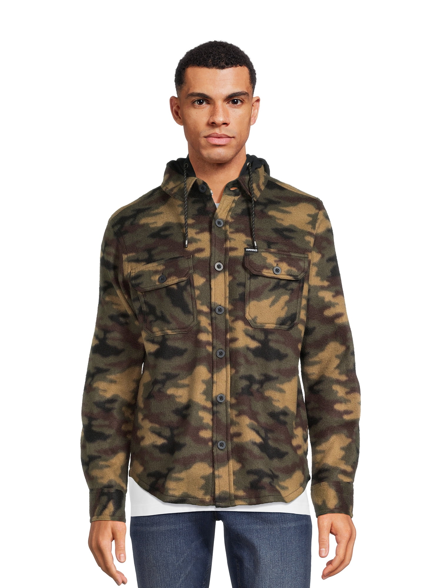 Tony Hawk Men's Hooded Flannel Polar Fleece Jacket, Sizes SXL