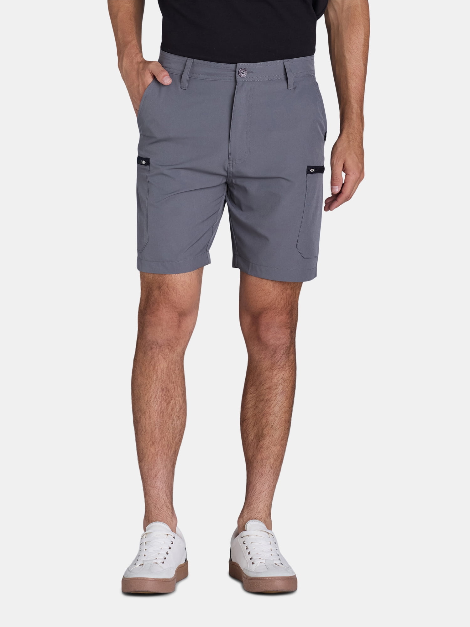 Tony Hawk Men's Hybrid Cargo Shorts with Zip Pockets, 8” Inseam, Waist