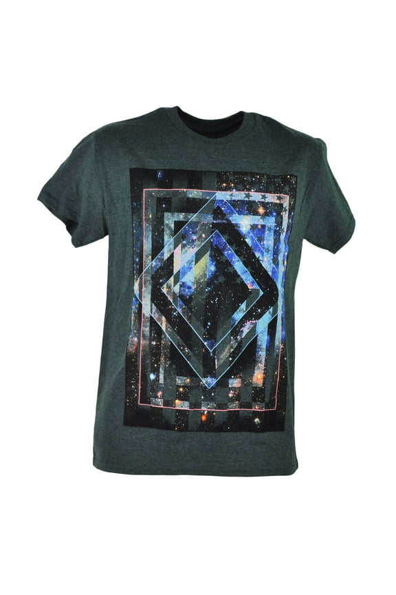 Stars Galaxy American Flag Graphic Charcoal Adult Tshirt Tee Medium