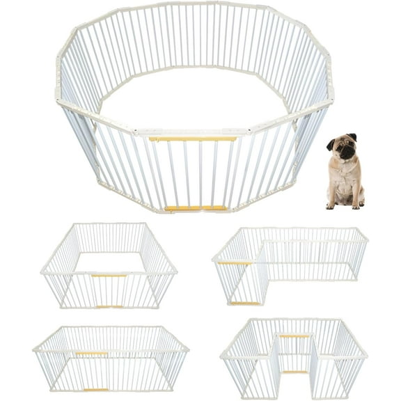 Tony Hoby Pet Playpen for Medium/Small Dogs, Freely Combined Fence with with Built-in Lock&Door, 12 Panels 26.4" Height Metal Pipe Cage