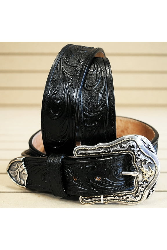 Tony Lama Men's Western Ride Leather Belt Black 40