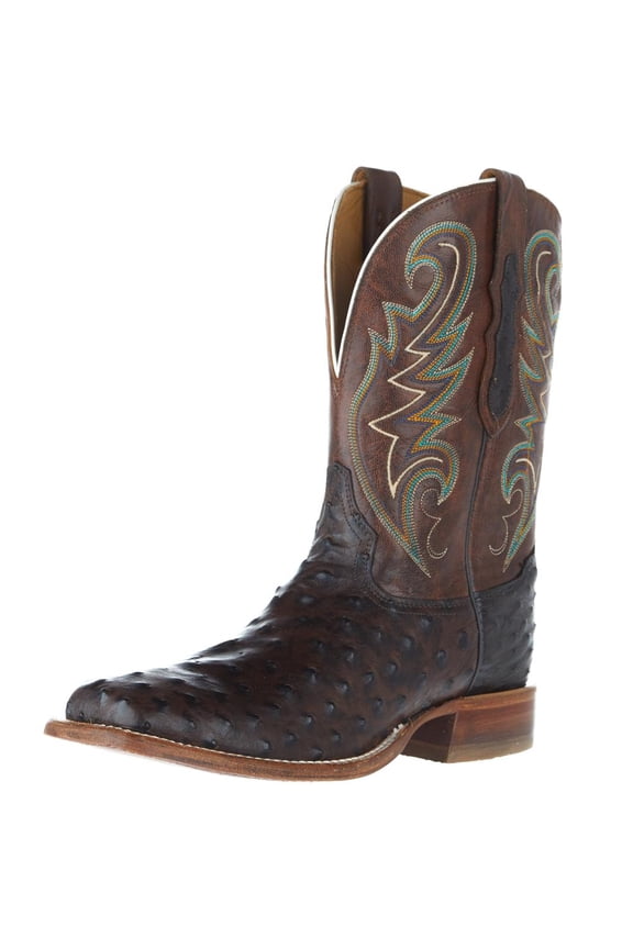 Tony Lama Mens Foster Wide Full Quill Ostrich Embroidered Square Toe Pull O