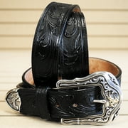 Tony Lama Men's Western Ride Leather Belt Reg And Big Black 32