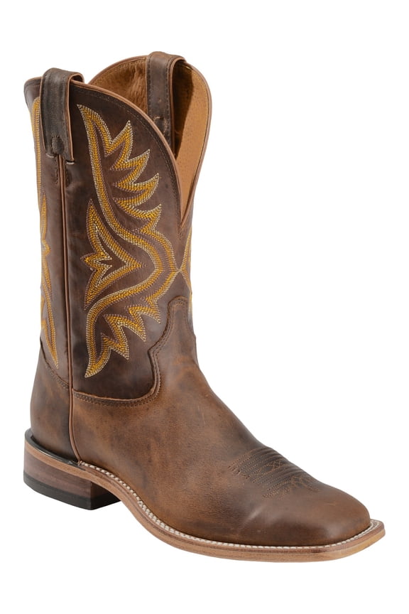 Tony Lama Men's Worn Goat Leather Americana Western Boot Broad Square Toe Tan 11 D(M) US