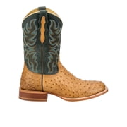 Tony Lama Mens Blaine 11 Inch Ostrich Square Toe Cowboy Mid Calf Boots