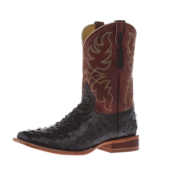 Tony Lama Mens Blaine 11 Inch Ostrich Square Toe Cowboy Mid Calf Boots ...