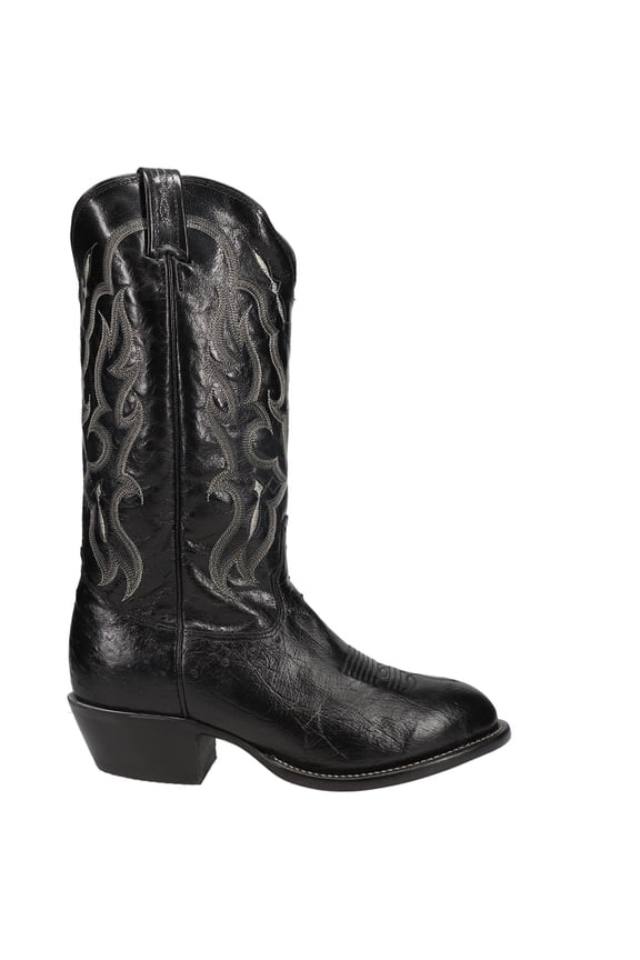 Tony Lama Men's Bonham Smooth Ostrich Western Boot Round Toe Black 7 D(M) US
