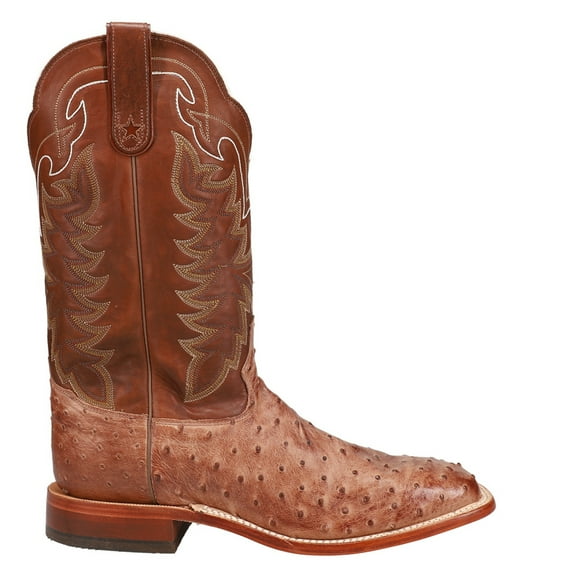 Tony Lama Men's San Saba Vintage Full Quill Ostrich Western Boot Broad Square Chocolate 11 EE  US