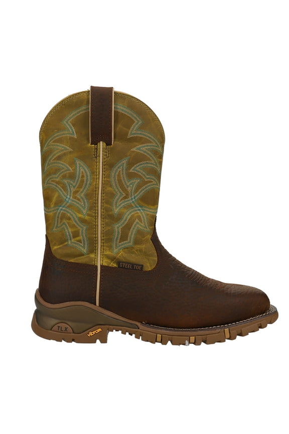 Tony Lama Mens TLX Roustabout Walnut 11 In Brown Top Waterproof Square Steel Toe