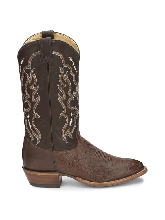 Tony Lama Mens Tiberius 13 Inch Smooth Ostrich Round Toe Cowboy Mid Calf D