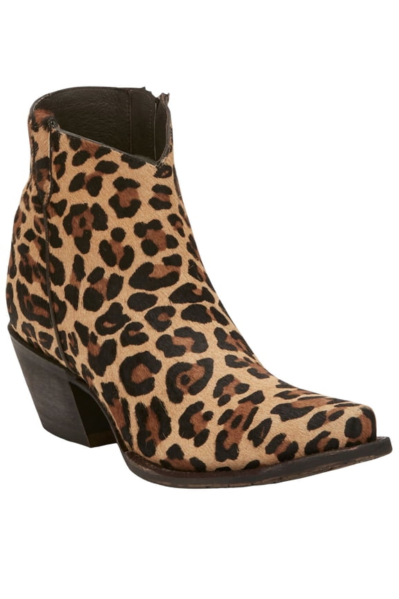 Tony Lama Womens Anahi Leopard Print Snip Toe Zippered Cowboy  Ankle Boots