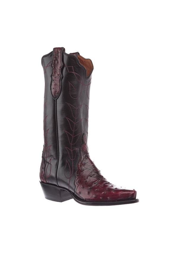 Tony Lama Womens  Women`s   FQ Ostrich Vamp 11In Black Top Boot 6.5 B Black Cherry