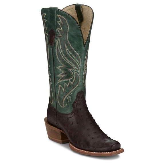 Tony Lama Womens Women`s Tobac FQ Ostrich 13In Green Top Boot 9 B Brown