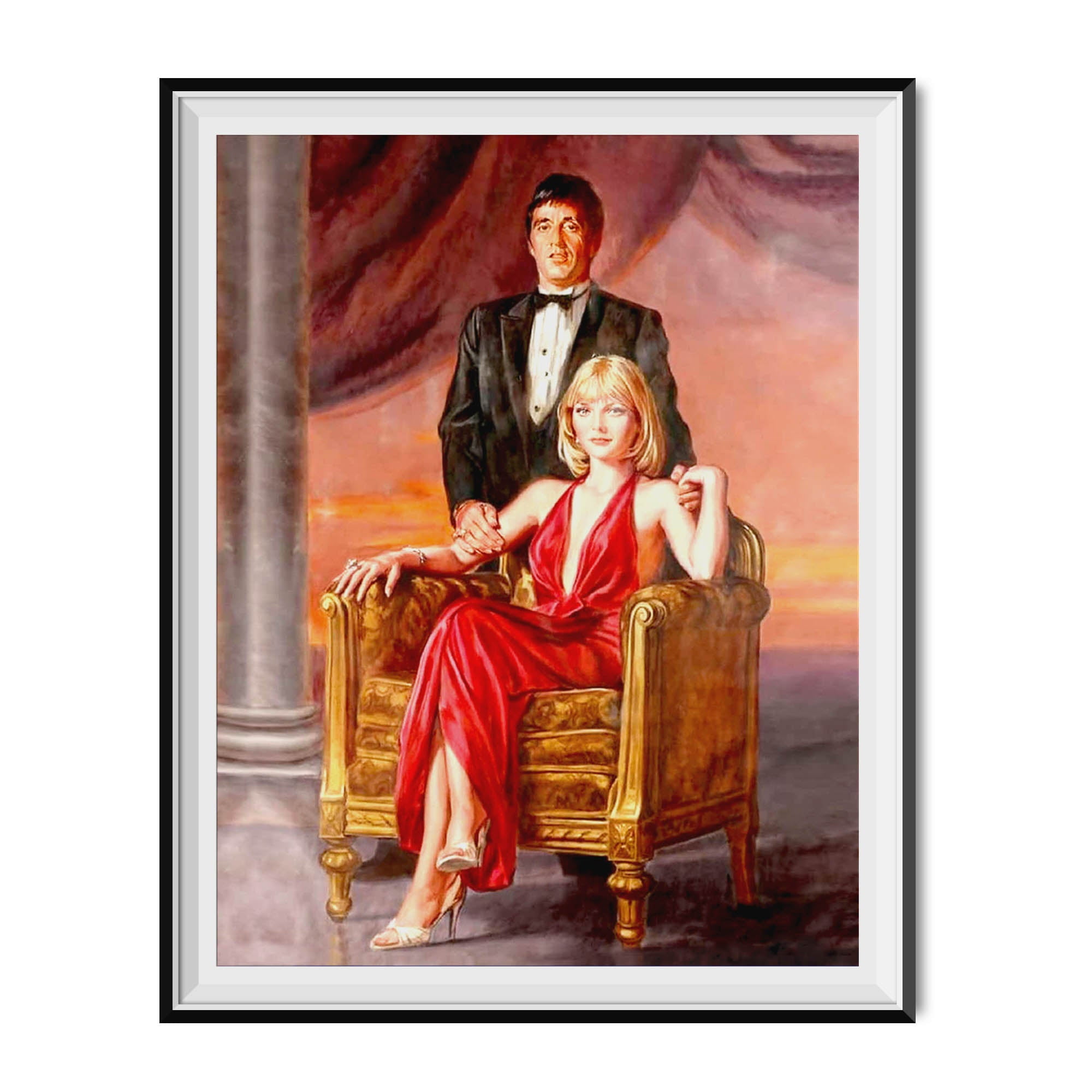 Tony Montana And Elvira Hancock Portrait Painting Poster Scarface Movie ...