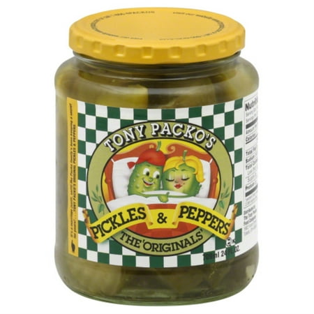 Tony Packo's, Pickles and Peppers, 24 oz Glass Jar, Serving Size 2 Chunks 1 oz