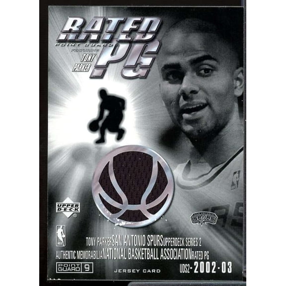 Tony Parker Card 2002-03 Upper Deck Rated PG Jerseys #PGTP