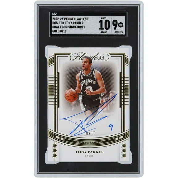 Tony Parker San Antonio Spurs Autographed 2022-23 Panini Flawless Draft Gem #DGS-TPK #8/10 SGC Authenticated 9/10 Card - Fanatics Authentic Certified