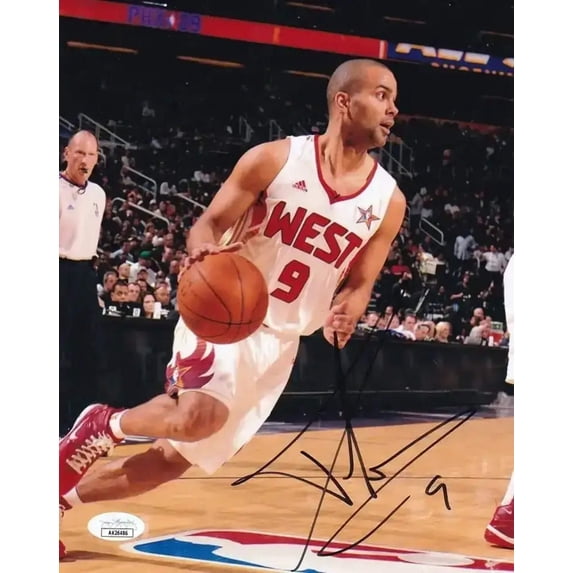 Tony Parker signed 2009 NBA All-Star 8x10 photo JSA San Antonio Spurs