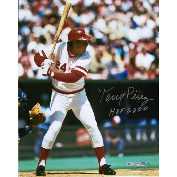 Tony Perez Cincinnati Reds Autographed 16" x 20" Hitting Photograph with "HOF 2000" Inscription - Fanatics Authentic Certified