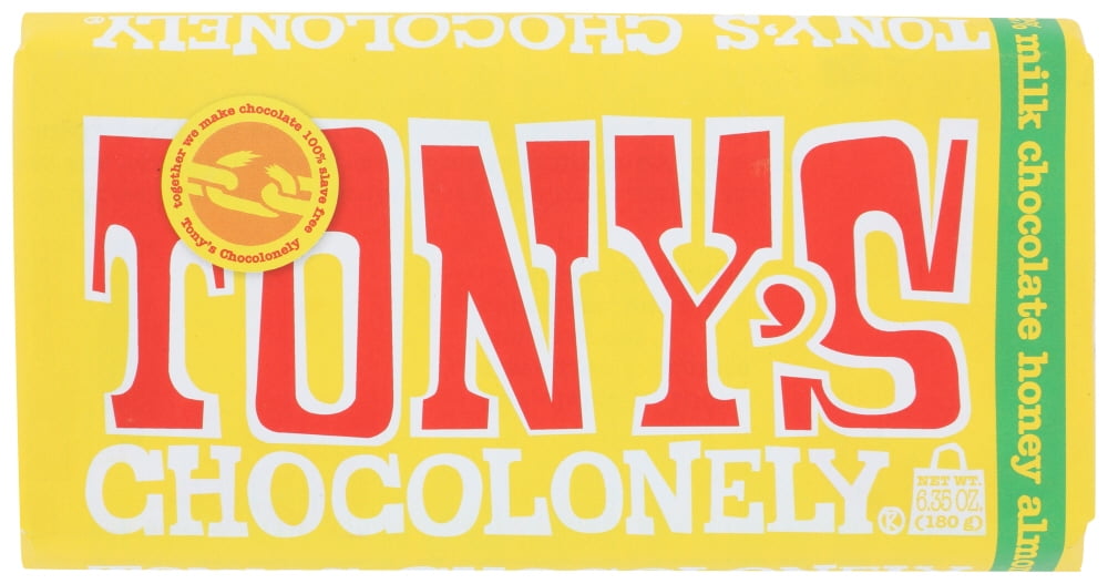 Tonys Chocolonely Milk Chocolate Honey Almond Nougat Bar, 6.35oz