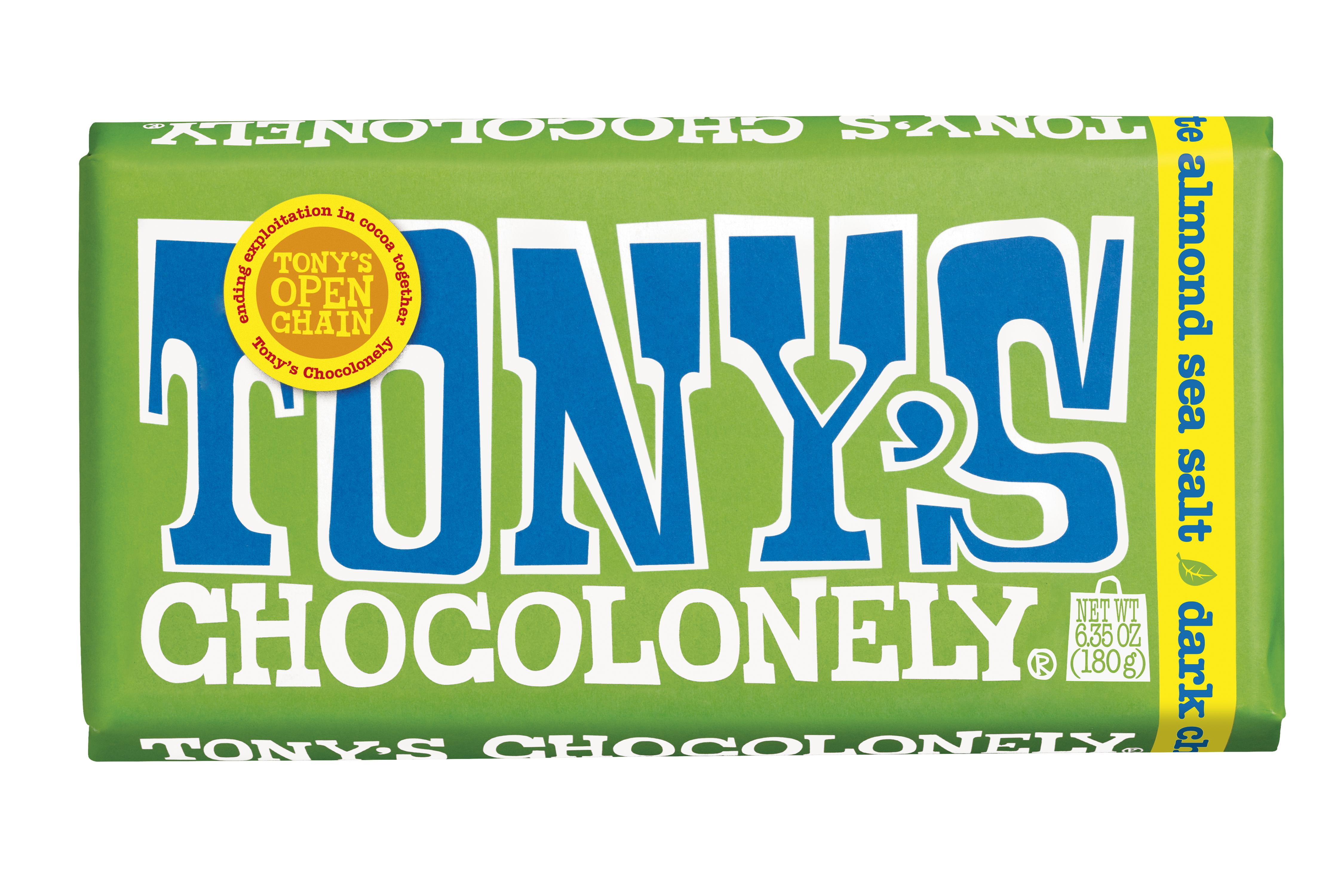 Tony's Chocolonely 51% 다크 초콜릿 바(아몬드와 바다 소금 함유)
