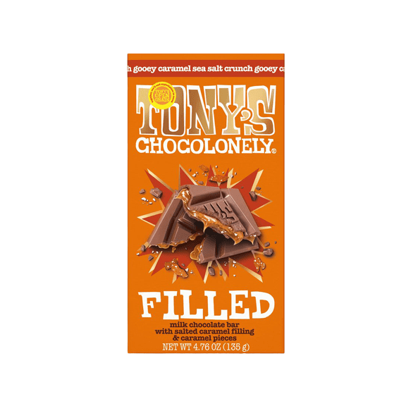 Tony's Chocolonely Filled Gooey Caramel Sea Salt Bar, 4.76 oz