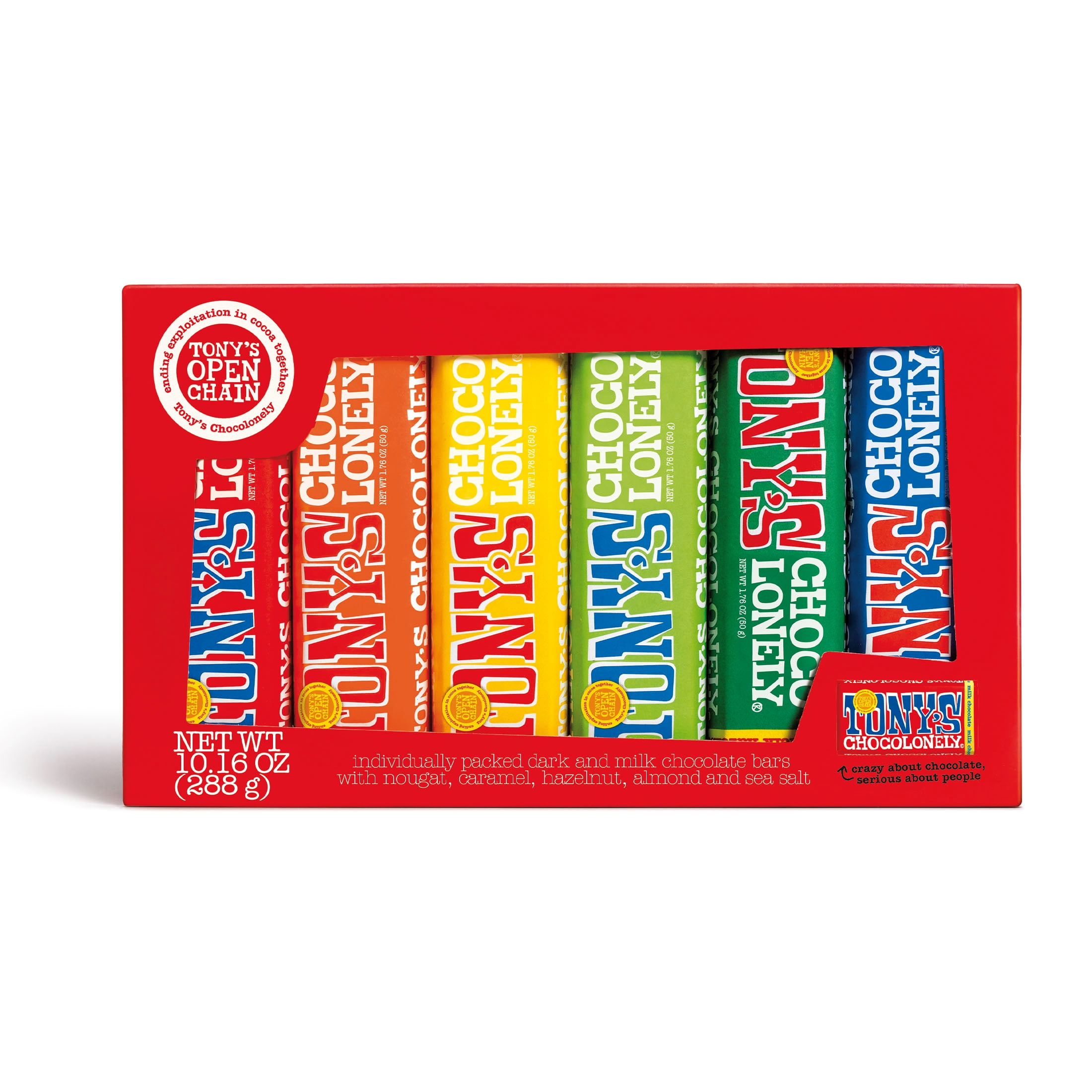 Tony's Chocolonely Chocolate Bar Pack - Candy Variety Pack, Individually Wrapped, 6 Bars