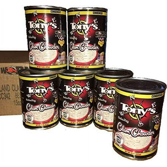 Tonys Clam Chowder, 3X World Champion, 15oz ounce (Pack of 6)