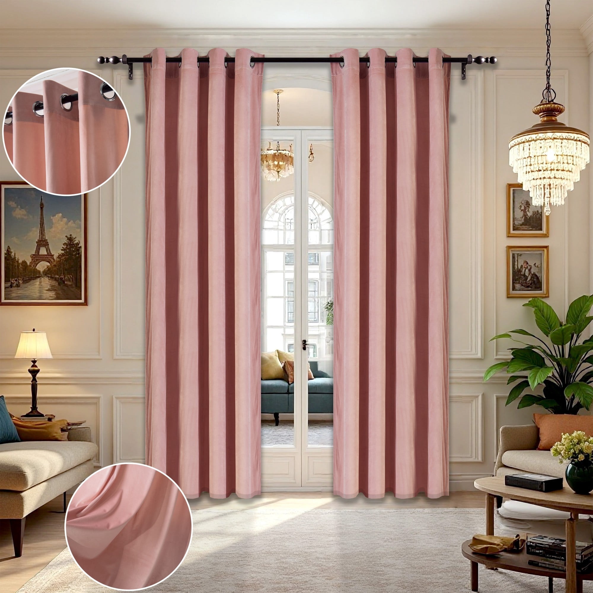 Tony's Collection Velvet Curtains Elegant Grommet Curtains Thermal